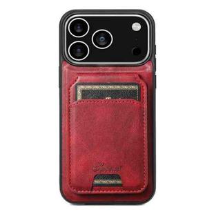 For iPhone 17 Pro Max Suteni H15 MagSafe Oil Eax Leather Detachable Wallet Back Phone Case(Red)