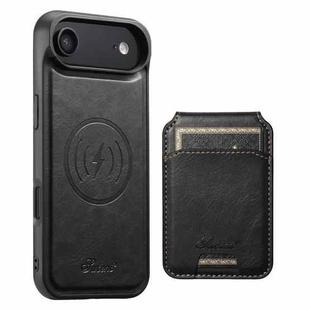 For iPhone 17 Air Suteni H15 MagSafe Oil Eax Leather Detachable Wallet Back Phone Case(Black)