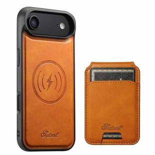 For iPhone 17 Air Suteni H15 MagSafe Oil Eax Leather Detachable Wallet Back Phone Case(Khaki)