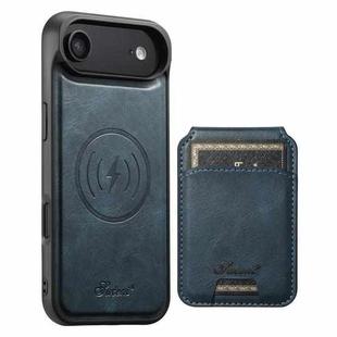 For iPhone 17 Air Suteni H15 MagSafe Oil Eax Leather Detachable Wallet Back Phone Case(Blue)