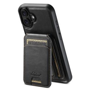 For iPhone 17 Suteni H15 MagSafe Oil Eax Leather Detachable Wallet Back Phone Case(Black)