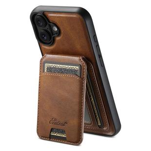 For iPhone 17 Suteni H15 MagSafe Oil Eax Leather Detachable Wallet Back Phone Case(Brown)