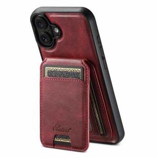 For iPhone 17 Suteni H15 MagSafe Oil Eax Leather Detachable Wallet Back Phone Case(Red)