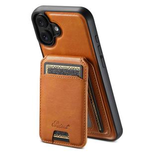 For iPhone 17 Suteni H15 MagSafe Oil Eax Leather Detachable Wallet Back Phone Case(Khaki)