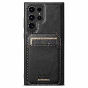 For Samsung Galaxy S23 Ultra 5G Suteni H15  Oil Eax Leather Detachable Wallet Back Phone Case(Black)