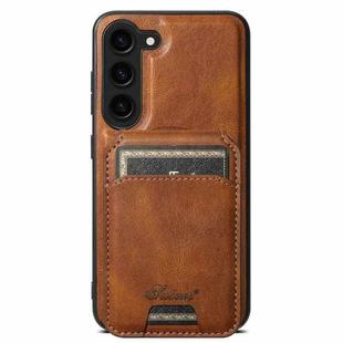 For Samsung Galaxy S23+ 5G Suteni H15  Oil Eax Leather Detachable Wallet Back Phone Case(Brown)