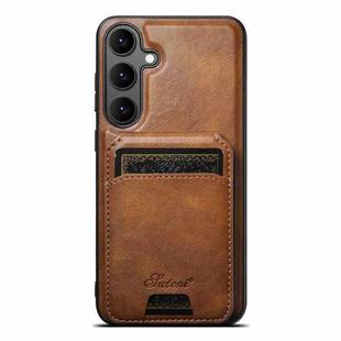 For Samsung Galaxy S25+ 5G Suteni H15  Oil Eax Leather Detachable Wallet Back Phone Case(Brown)
