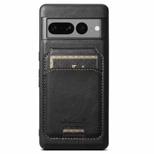 For Google Pixel 7a Suteni H15 Oil Eax Leather MagSafe Detachable Wallet Back Phone Case(Black)