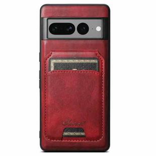 For Google Pixel 7a Suteni H15 Oil Eax Leather MagSafe Detachable Wallet Back Phone Case(Red)