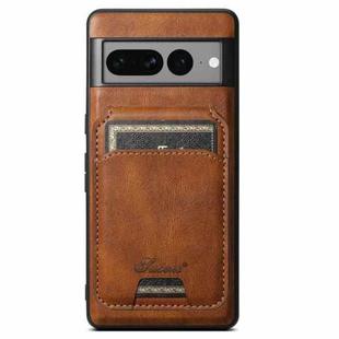 For Google Pixel 7 Pro Suteni H15 Oil Eax Leather MagSafe Detachable Wallet Back Phone Case(Brown)