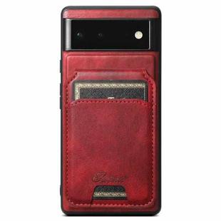 For Google Pixel 6 Pro Suteni H15 Oil Eax Leather MagSafe Detachable Wallet Back Phone Case(Red)