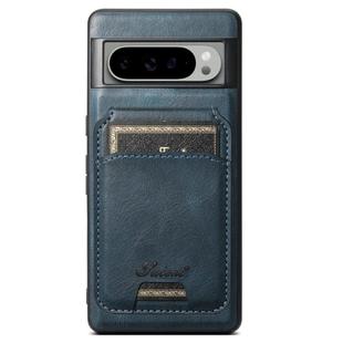 For Google Pixel 9 Pro Suteni H15 Oil Eax Leather Detachable Wallet Back Phone Case(Blue)