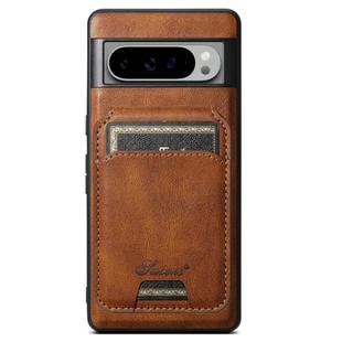 For Google Pixel 9 Pro XL Suteni H15 Oil Eax Leather Detachable Wallet Back Phone Case(Brown)