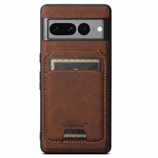 For Google Pixel 7a Suteni H16 Litchi Texture Leather Detachable Wallet Back Phone Case(Brown)