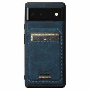 For Google Pixel 6a Suteni H16 Litchi Texture Leather Detachable Wallet Back Phone Case(Blue)