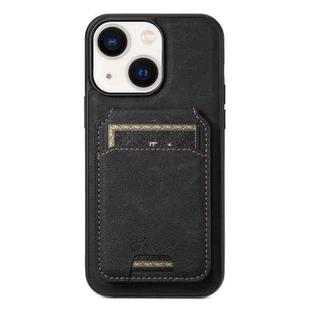 For iPhone 14 Suteni H16 Litchi Texture Leather Detachable Wallet Back Phone Case(Black)