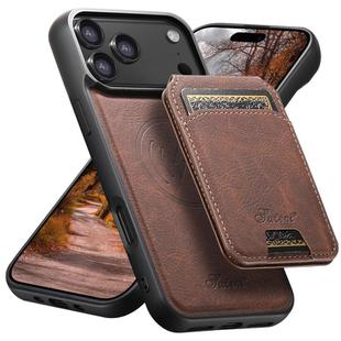 For iPhone 17 Pro Max Suteni H16 Litchi Texture Leather Detachable Wallet Back Phone Case(Brown)