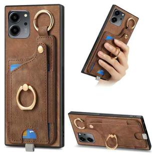 For Honor 80 SE Retro Skin-feel Ring Card Bag Phone Case with Hang Loop(Brown)