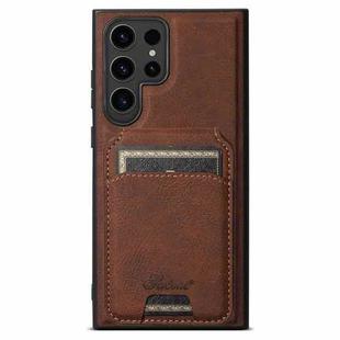 For Samsung Galaxy S23 Ultra 5G Suteni H16 Litchi Texture Leather Detachable Wallet Back Phone Case(Brown)