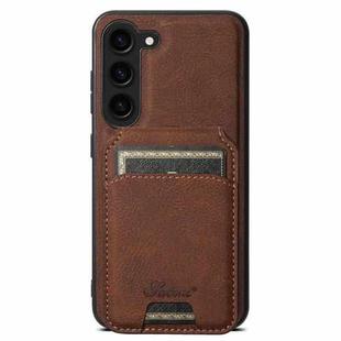 For Samsung Galaxy S23+ 5G Suteni H16 Litchi Texture Leather Detachable Wallet Back Phone Case(Brown)