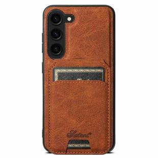 For Samsung Galaxy S23+ 5G Suteni H16 Litchi Texture Leather Detachable Wallet Back Phone Case(Khaki)