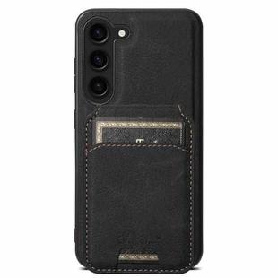 For Samsung Galaxy S23 5G Suteni H16 Litchi Texture Leather Detachable Wallet Back Phone Case(Black)