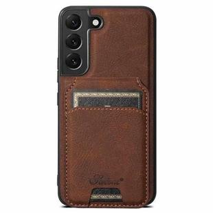 For Samsung Galaxy S22+ 5G Suteni H16 Litchi Texture Leather Detachable Wallet Back Phone Case(Brown)