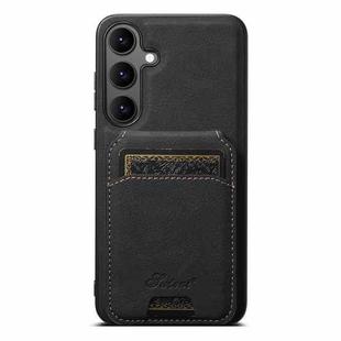 For Samsung Galaxy S25+ 5G Suteni H16 Litchi Texture Leather Detachable Wallet Back Phone Case(Black)