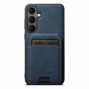 For Samsung Galaxy S25 5G Suteni H16 Litchi Texture Leather Detachable Wallet Back Phone Case(Blue)