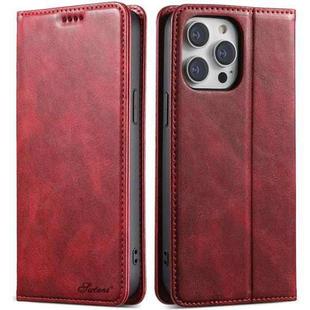 For iPhone 15 Pro Max Suteni J02 Oil Wax Wallet Leather Phone Case(Red)