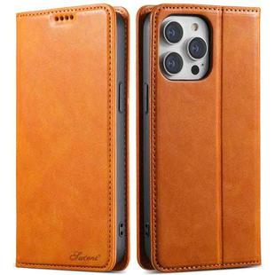 For iPhone 15 Pro Max Suteni J02 Oil Wax Wallet Leather Phone Case(Khaki)