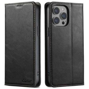 For iPhone 15 Pro Suteni J02 Oil Wax Wallet Leather Phone Case(Black)