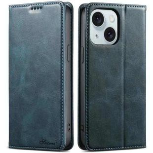 For iPhone 15 Plus Suteni J02 Oil Wax Wallet Leather Phone Case(Blue)