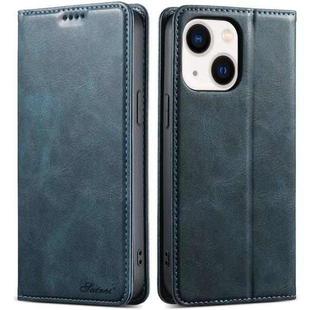 For iPhone 13 Suteni J02 Oil Wax Wallet Leather Phone Case(Blue)