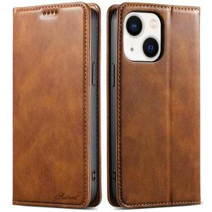 For iPhone 14 Suteni J02 Oil Wax Wallet Leather Phone Case(Brown)