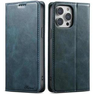 For iPhone 14 Pro Max Suteni J02 Oil Wax Wallet Leather Phone Case(Blue)