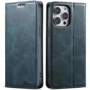 For iPhone 12 Pro Max Suteni J02 Oil Wax Wallet Leather Phone Case(Blue)