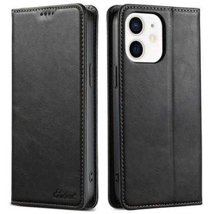 For iPhone 12 mini Suteni J02 Oil Wax Wallet Leather Phone Case(Black)