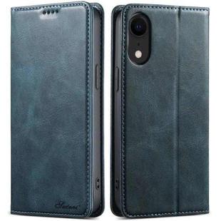 For iPhone XR Suteni J02 Oil Wax Wallet Leather Phone Case(Blue)