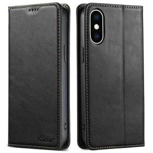 For iPhone X / XS Suteni J02 Oil Wax Wallet Leather Phone Case(Black)