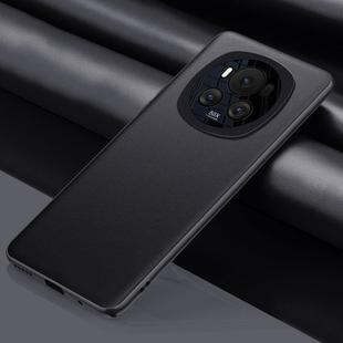 For Honor Magic6 Plain-leather All-inclusive Shockproof Phone Case(Black)