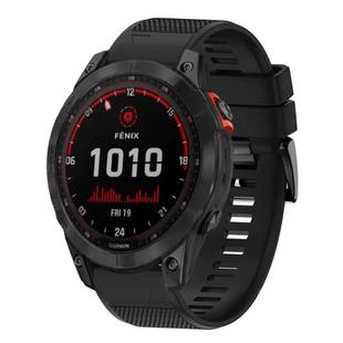 For Garmin Fenix 7X Solar Quick Release 26mm Silicone Watch Band(Black)