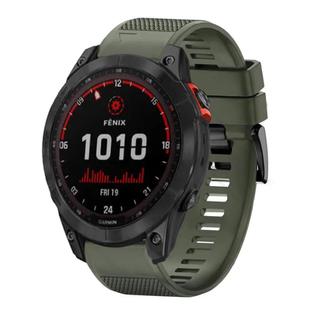 For Garmin Fenix 7X Solar Quick Release 26mm Silicone Watch Band(Army Green)