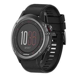 For Garmin Fenix 3 Quick Release 26mm Silicone Watch Band(Black)