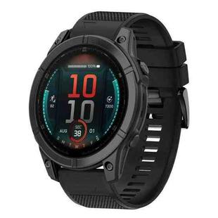 For Garmin Fenix E 47mm Quick Release 22mm Silicone Watch Band(Black)