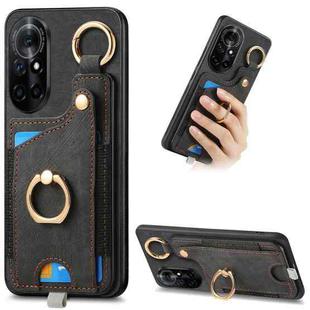 For Huawei nova 8 Retro Skin-feel Ring Card Bag Phone Case with Hang Loop(Black)