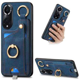 For Huawei nova 9 Retro Skin-feel Ring Card Bag Phone Case with Hang Loop(Blue)