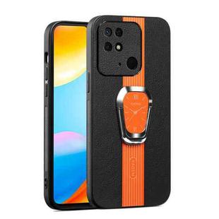 For Xiaomi Redmi 10C Magnetic Litchi Leather Back Phone Case with Holder(Orange)
