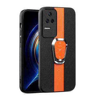 For Xiaomi Redmi K50 / K50 Pro Magnetic Litchi Leather Back Phone Case with Holder(Orange)