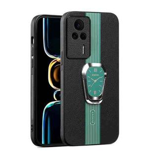 For Xiaomi Redmi K60E Magnetic Litchi Leather Back Phone Case with Holder(Green)